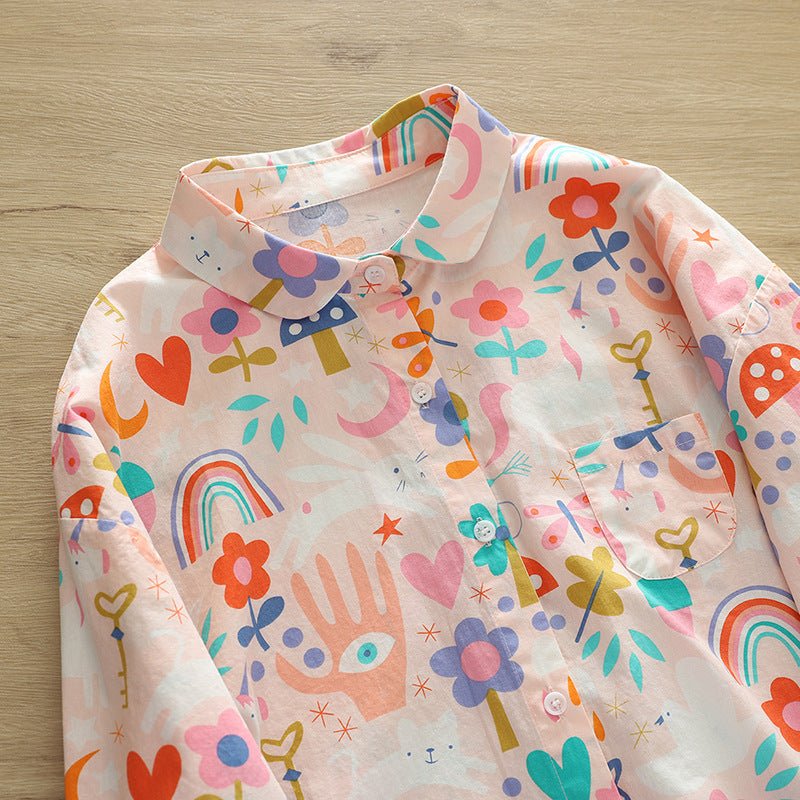 Autumn New Women's Clothing Printed Loose Lapel Long Sleeves Shirt - PratSN