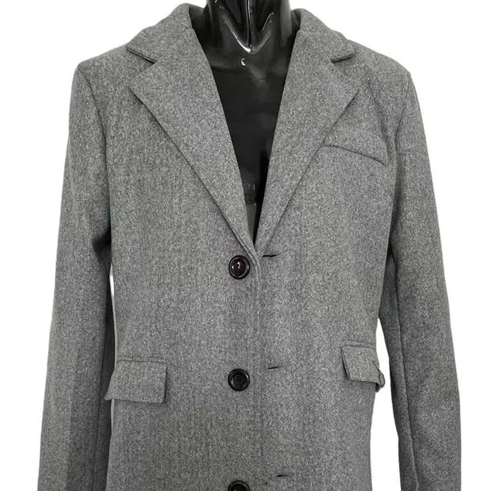 Autumn Winter Men Coat Solid Color Turn - down Collar Single - breasted Split Windbreaker Thick Straight Knee Length Male Coat - PratSN