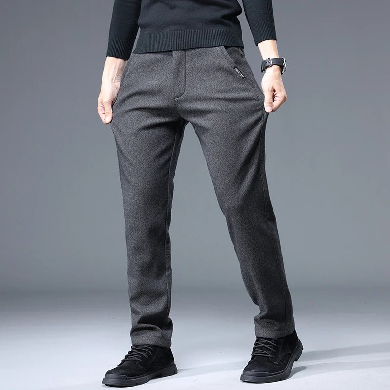 Autumn Winter Men's Brand Pants High Quality Casual Business Fashion Stretch Thick Cotton Bamboo Trousers Male Clothing - PratSN