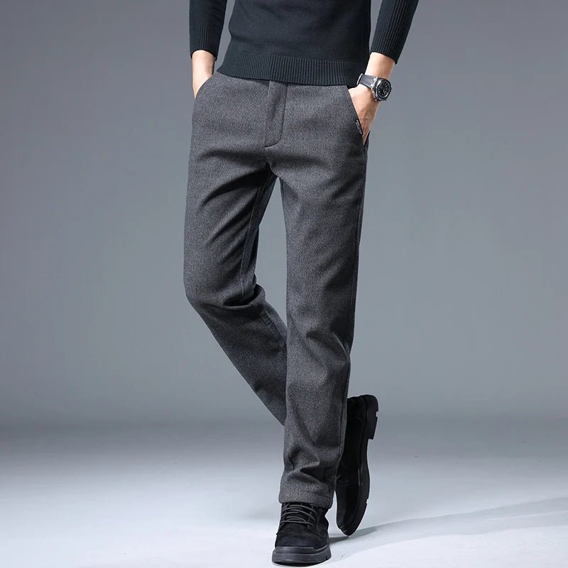 Autumn Winter Men's Brand Pants High Quality Casual Business Fashion Stretch Thick Cotton Bamboo Trousers Male Clothing - PratSN