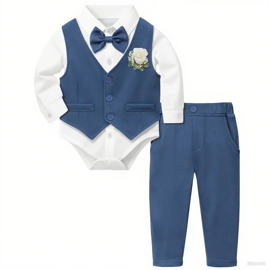 Baby Boy Baptism Outfit Infant First Easter Church Christening Suit Set Toddler Formal Wedding Birthday Party Gift Clothes - PratSN