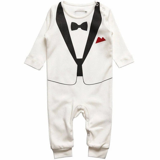 Baby Boy Clothes Spring Autumn Cotton Formal Romper Gentleman Outfit Newborn One - Piece Clothing Handsome Jumpsuit Party Suit - PratSN