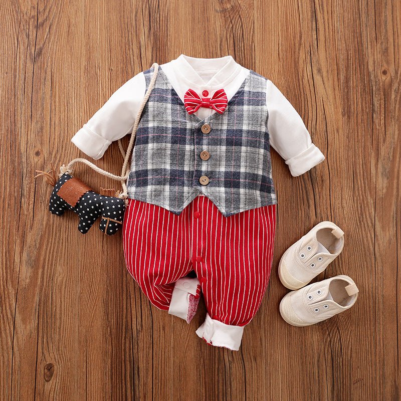 Baby Boy Jumpsuit Spring And Autumn Gentleman Baby Clothes Long - Sleeved - PratSN