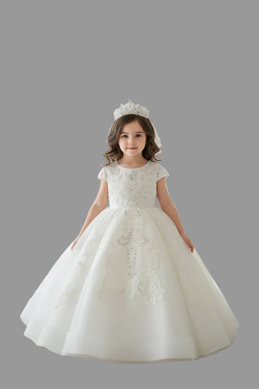 Baby Girl Christmas Baptism White Pink Dress Kids Beading 1st Birthday Elegant Princess Party Christening Toddler Vestidos - PratSN