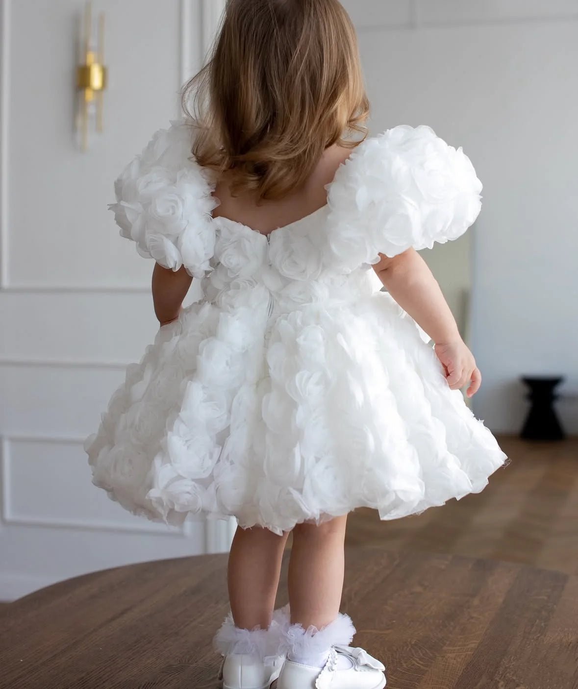 Baby Girl Princess 3D Flower Dress Puff Sleeve Infant Toddler Child Tutu Vestido Wedding Birthday Pageant Baby Clothes 1 - 12Y - PratSN