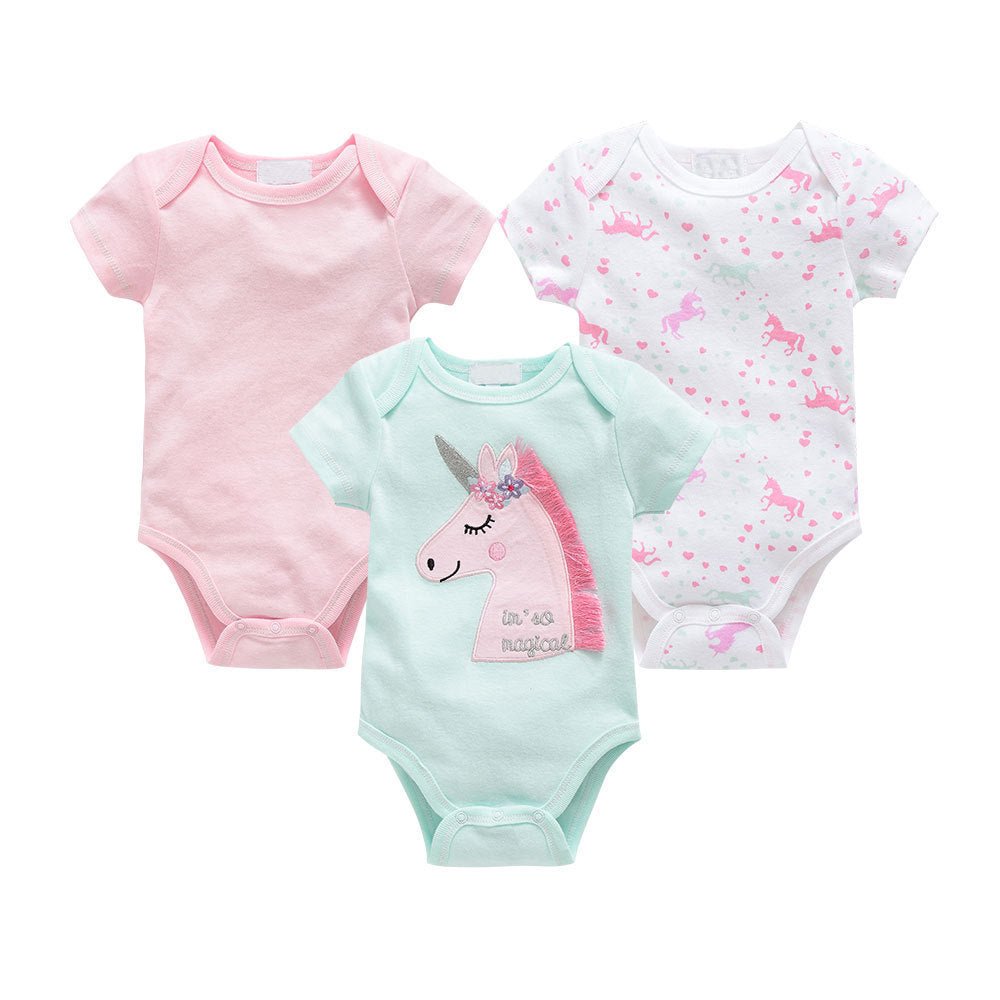 Baby one - size three - piece suit, cotton short - sleeved baby clothes - PratSN