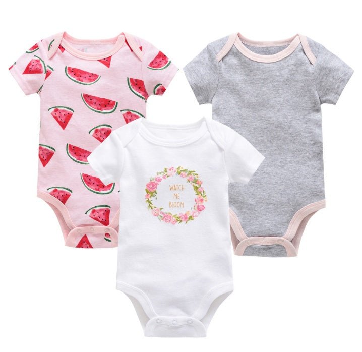 Baby one - size three - piece suit, cotton short - sleeved baby clothes - PratSN