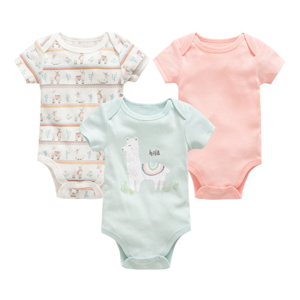 Baby one - size three - piece suit, cotton short - sleeved baby clothes - PratSN