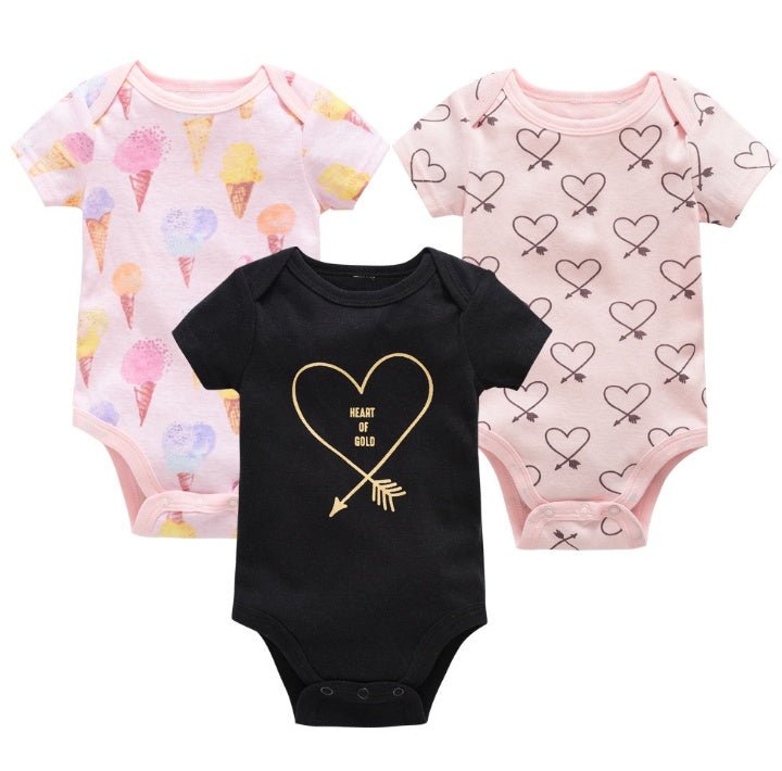 Baby one - size three - piece suit, cotton short - sleeved baby clothes - PratSN