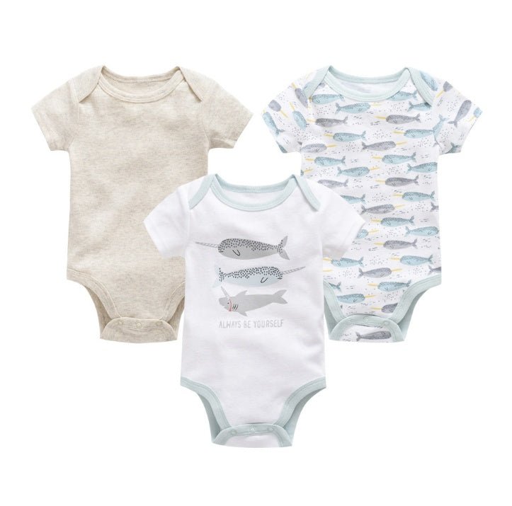 Baby one - size three - piece suit, cotton short - sleeved baby clothes - PratSN