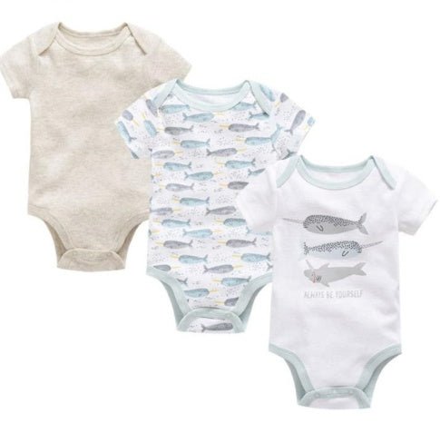 Baby one - size three - piece suit, cotton short - sleeved baby clothes - PratSN
