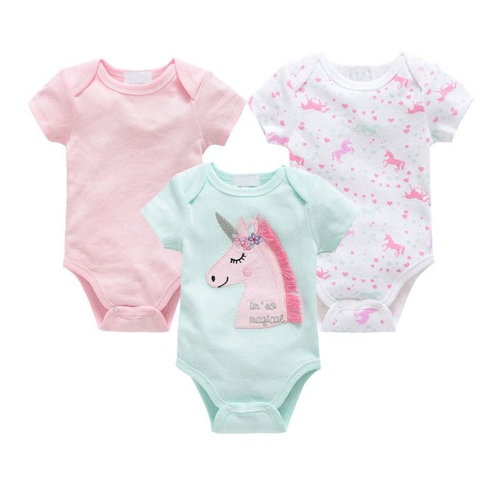 Baby one - size three - piece suit, cotton short - sleeved baby clothes - PratSN