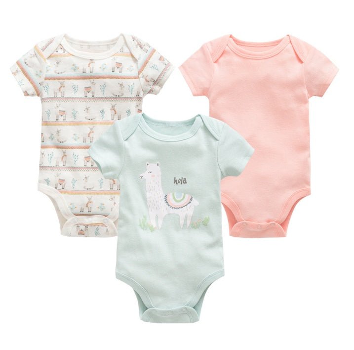 Baby one - size three - piece suit, cotton short - sleeved baby clothes - PratSN