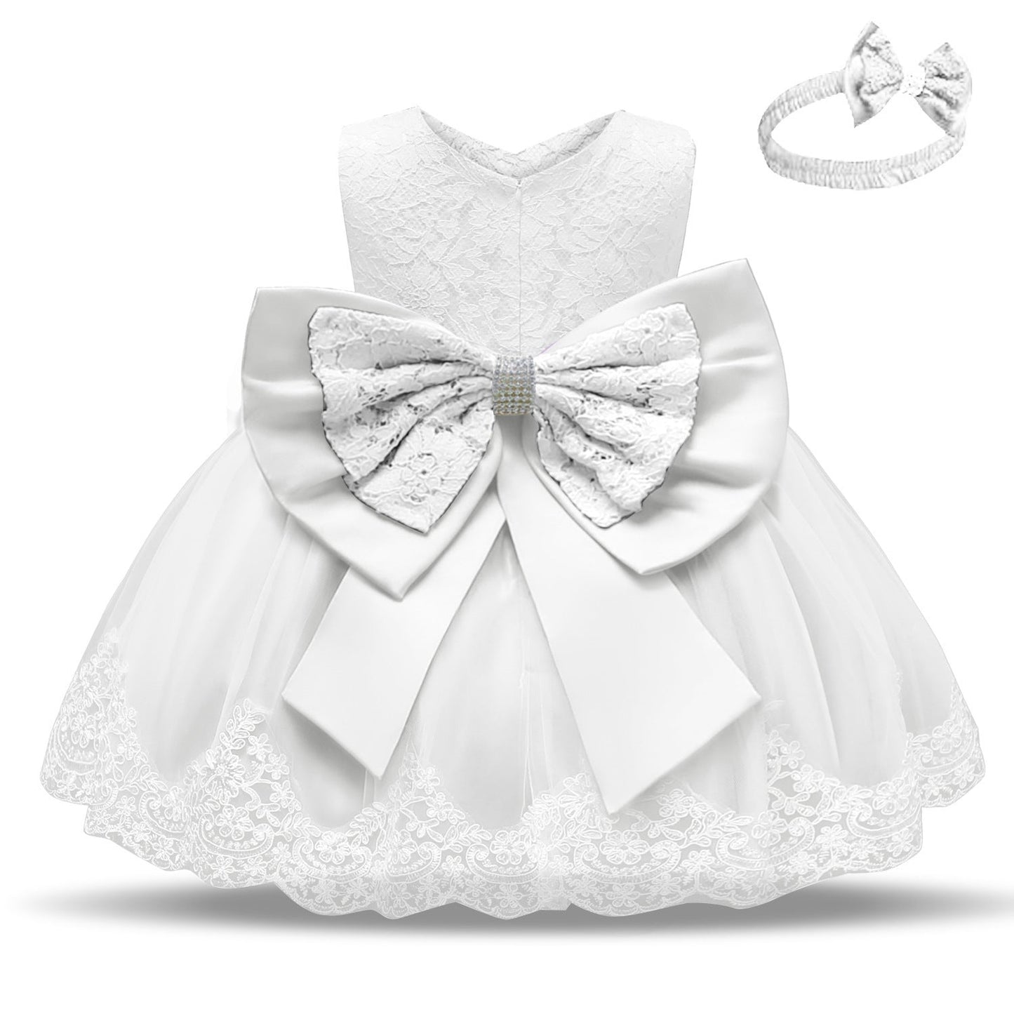Baby Princess One Year Old Bow Lace Dress - PratSN