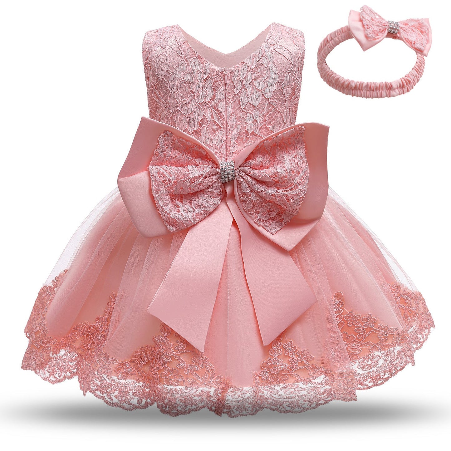 Baby Princess One Year Old Bow Lace Dress - PratSN