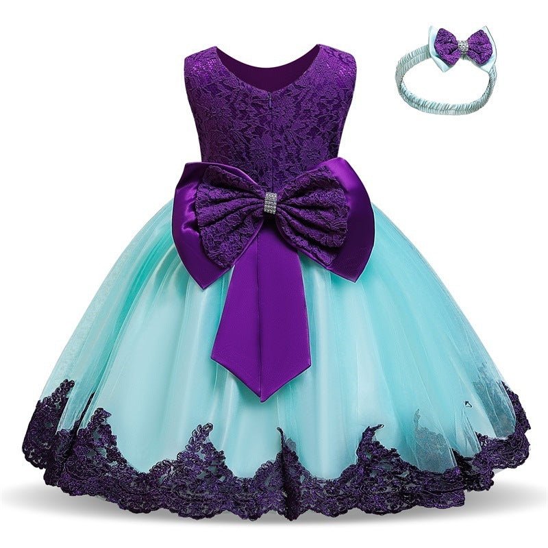 Baby Princess One Year Old Bow Lace Dress - PratSN