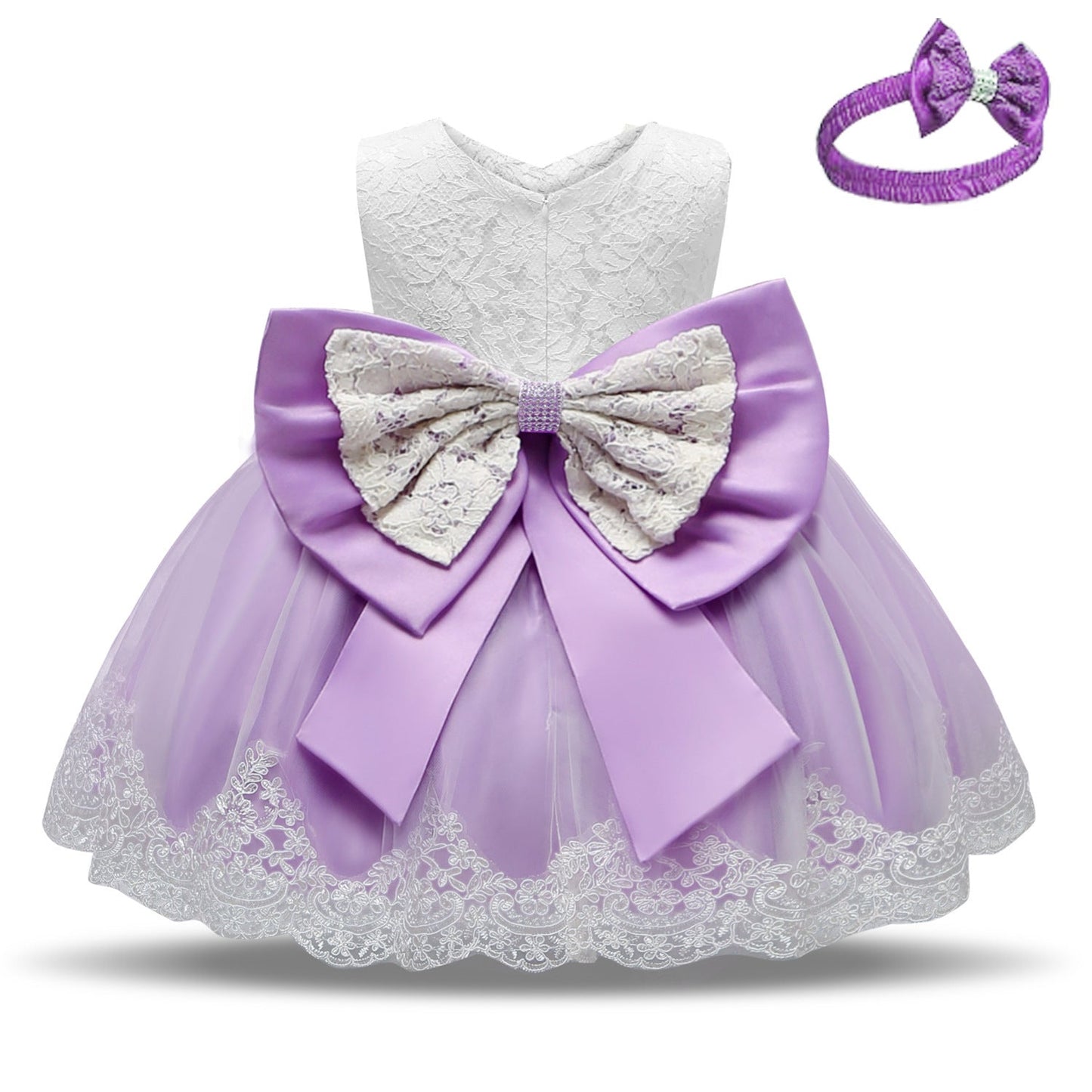 Baby Princess One Year Old Bow Lace Dress - PratSN