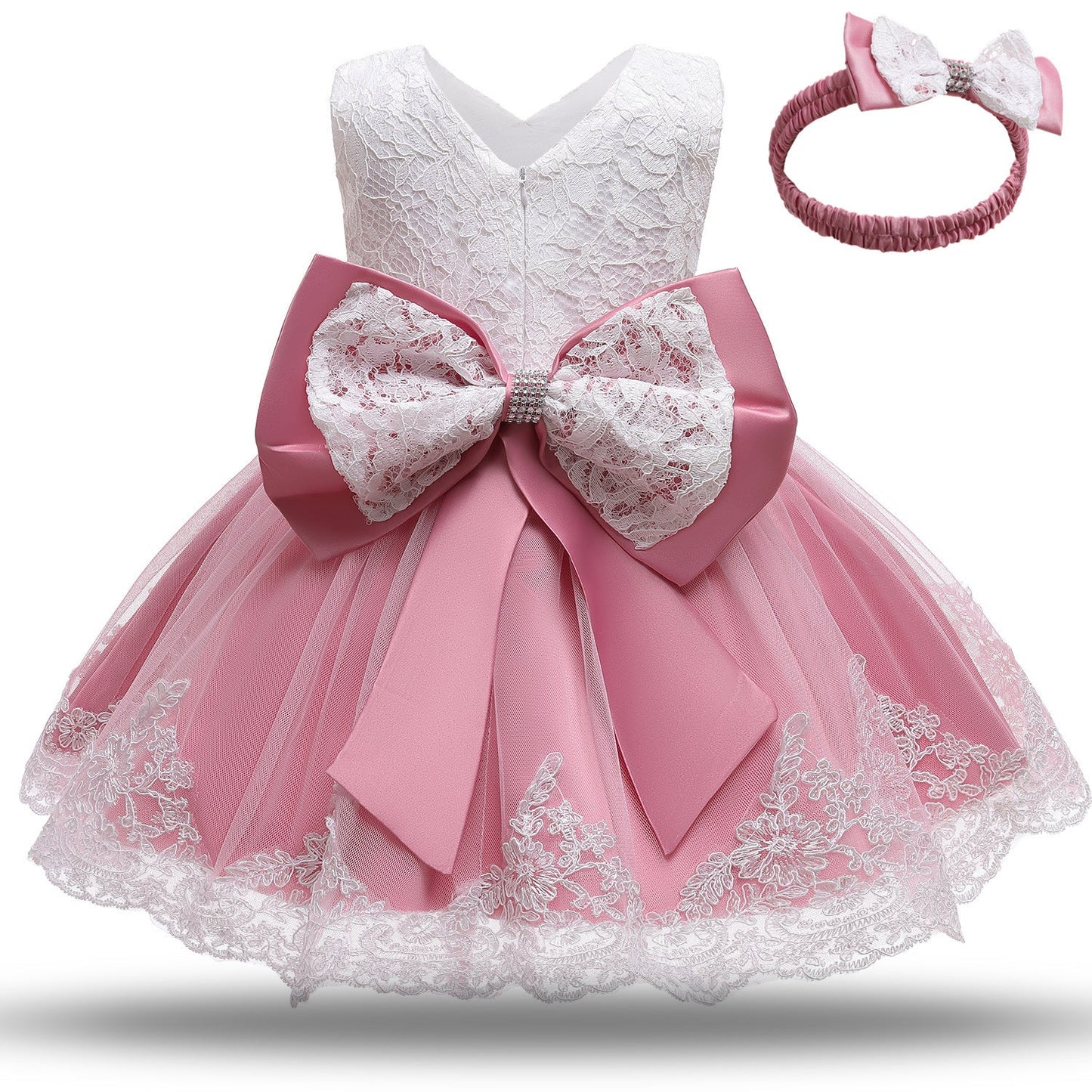 Baby Princess One Year Old Bow Lace Dress - PratSN