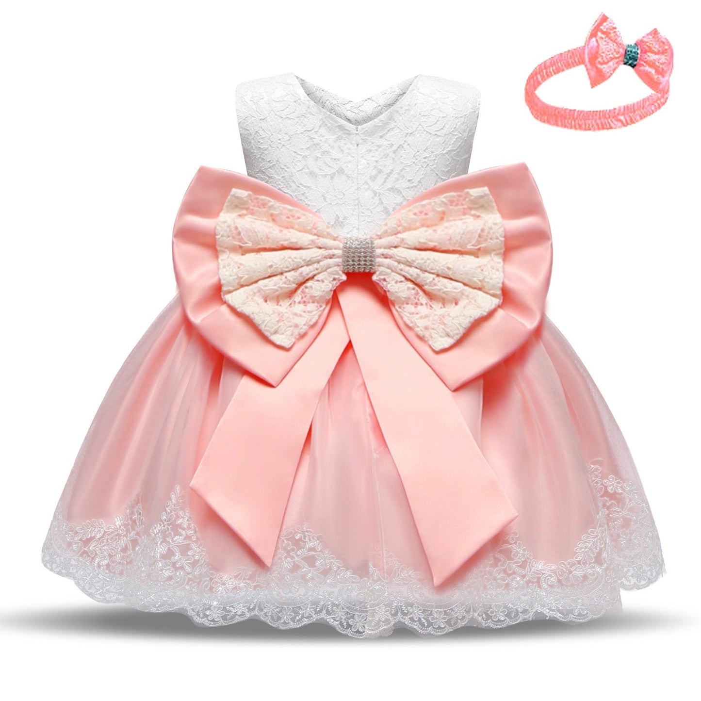 Baby Princess One Year Old Bow Lace Dress - PratSN