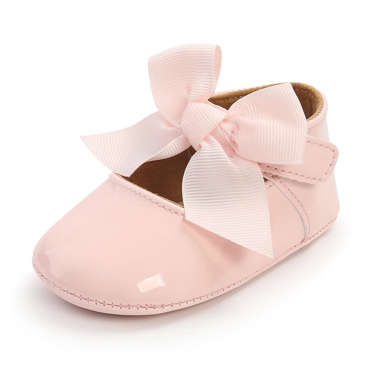 Baby Shoes Bowknot Rubber Sole Anti - slip PU Ballet Slippers Baby Girl Dress Shoes First Walker Toddler Crib Shoes - PratSN