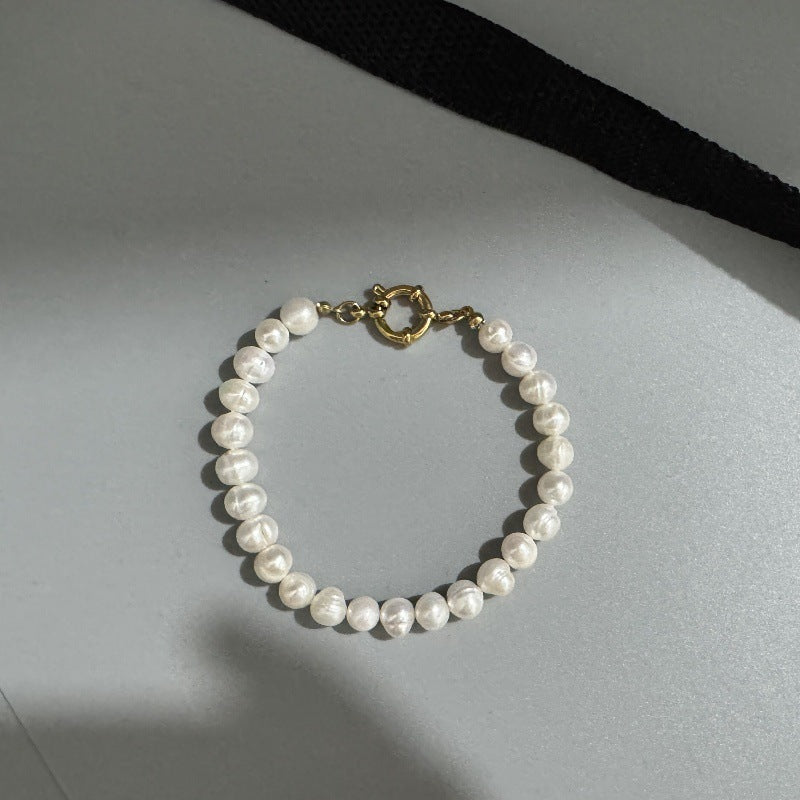 Baroque Freshwater Pearl Bracelet Light Luxury Stainless Steel - PratSN
