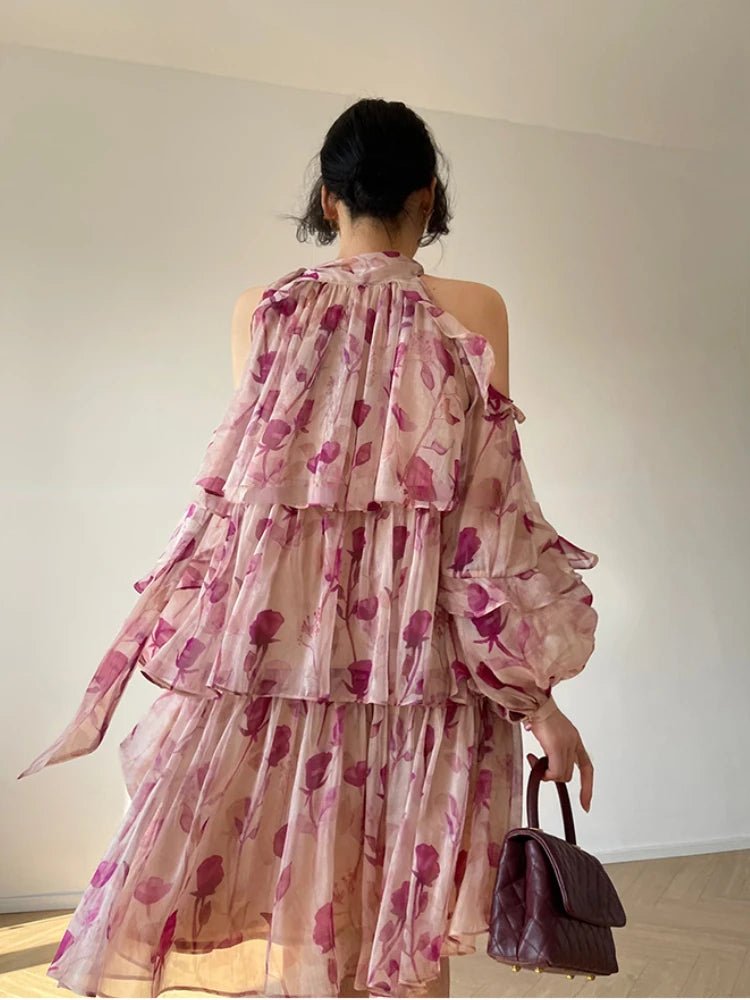 Beach Style Floral Mini Dress Woman Boho 2025 Spring Long Sleeve Party Fairy Dress Female Fashion Casual Elegant Korean Dress - PratSN