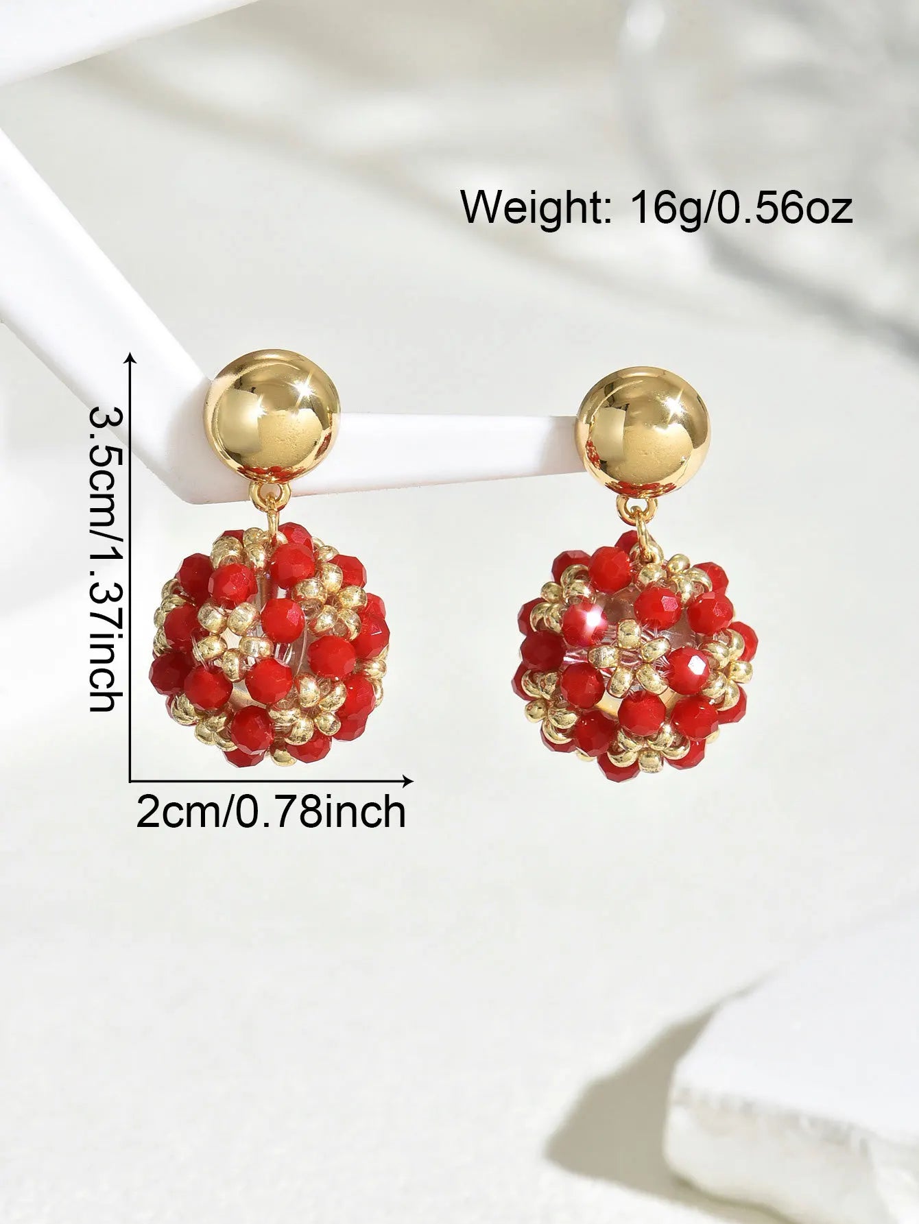 Beaded earrings Flower ball Crystal Bohemia Creativity Hand weaving Alloy Female Trend Simplicity Rice bead earrings - PratSN