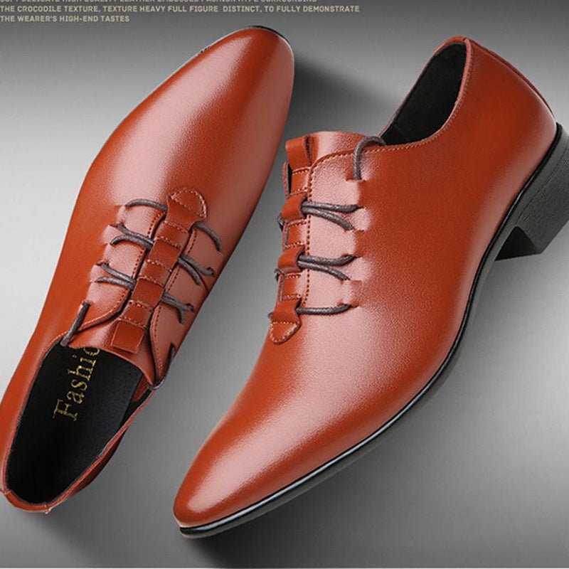 Black Breathable Men's Business Casual Leather Shoes - PratSN
