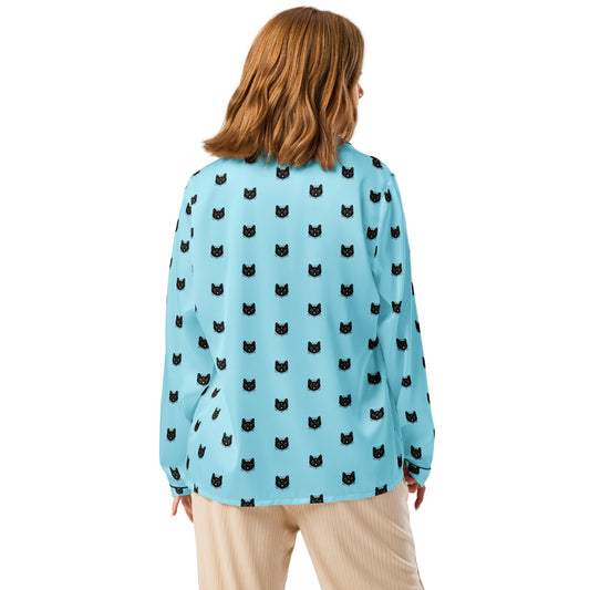 Black Cat Women’s long sleeve pajama top - PratSN