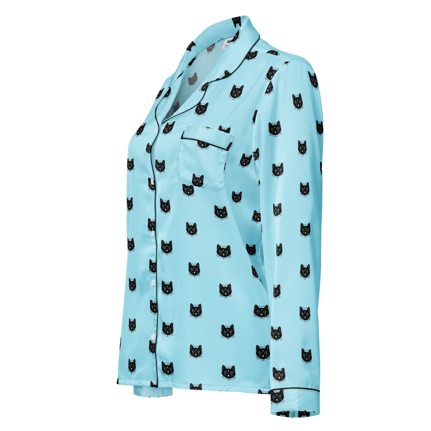 Black Cat Women’s long sleeve pajama top - PratSN