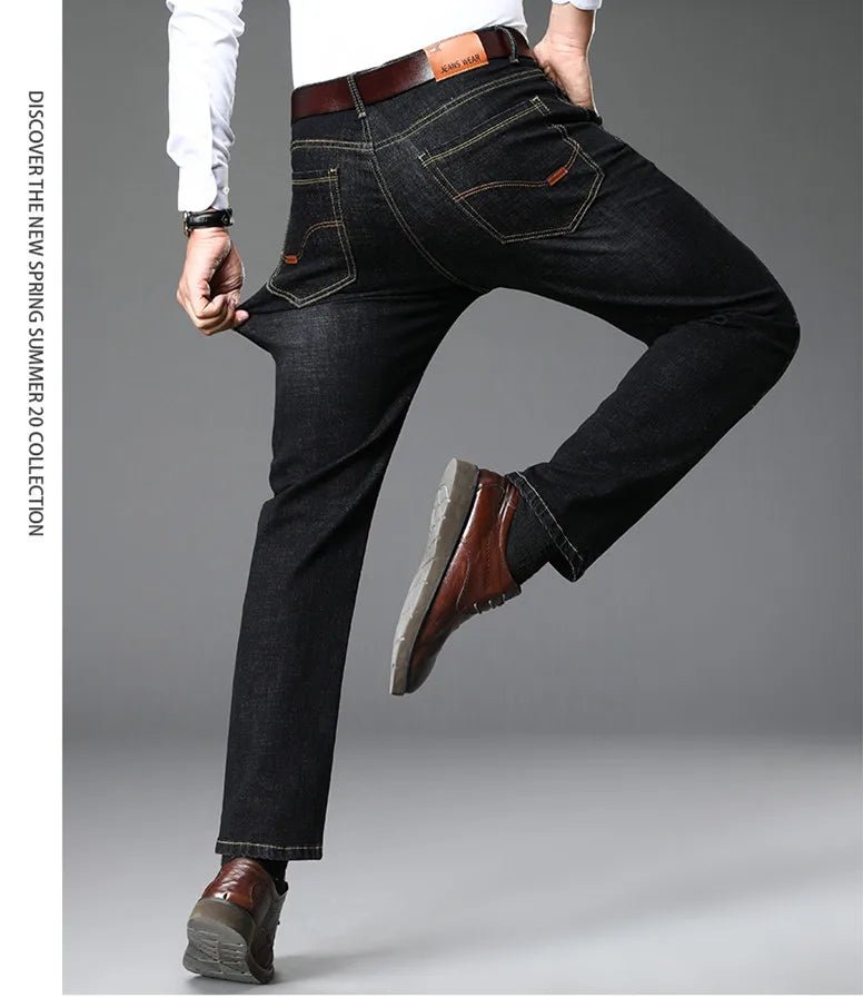 Blue Men's Stretch Jeans, Black Denim Trousers, Fashion Slim Casual Pants Asian Size 28 - 40 - PratSN