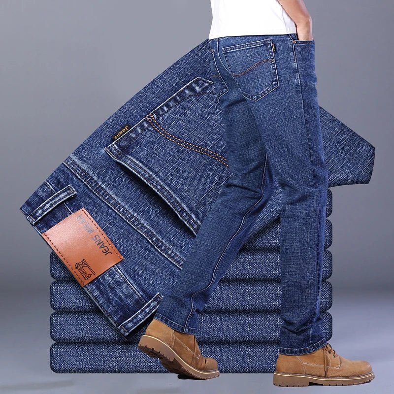 Blue Men's Stretch Jeans, Black Denim Trousers, Fashion Slim Casual Pants Asian Size 28 - 40 - PratSN