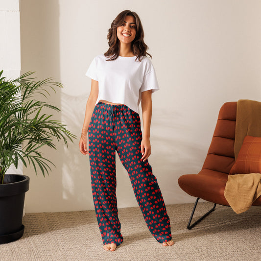 Blue Red Heart Women’s pajama pants - PratSN