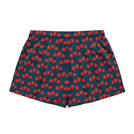 Blue Red Heart Women’s pajama shorts - PratSN