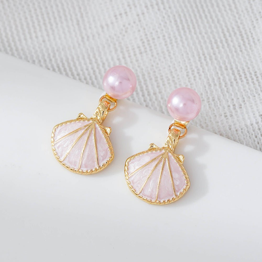 Blue Two Wearing Methods Shell Pearl Earrings - PratSN