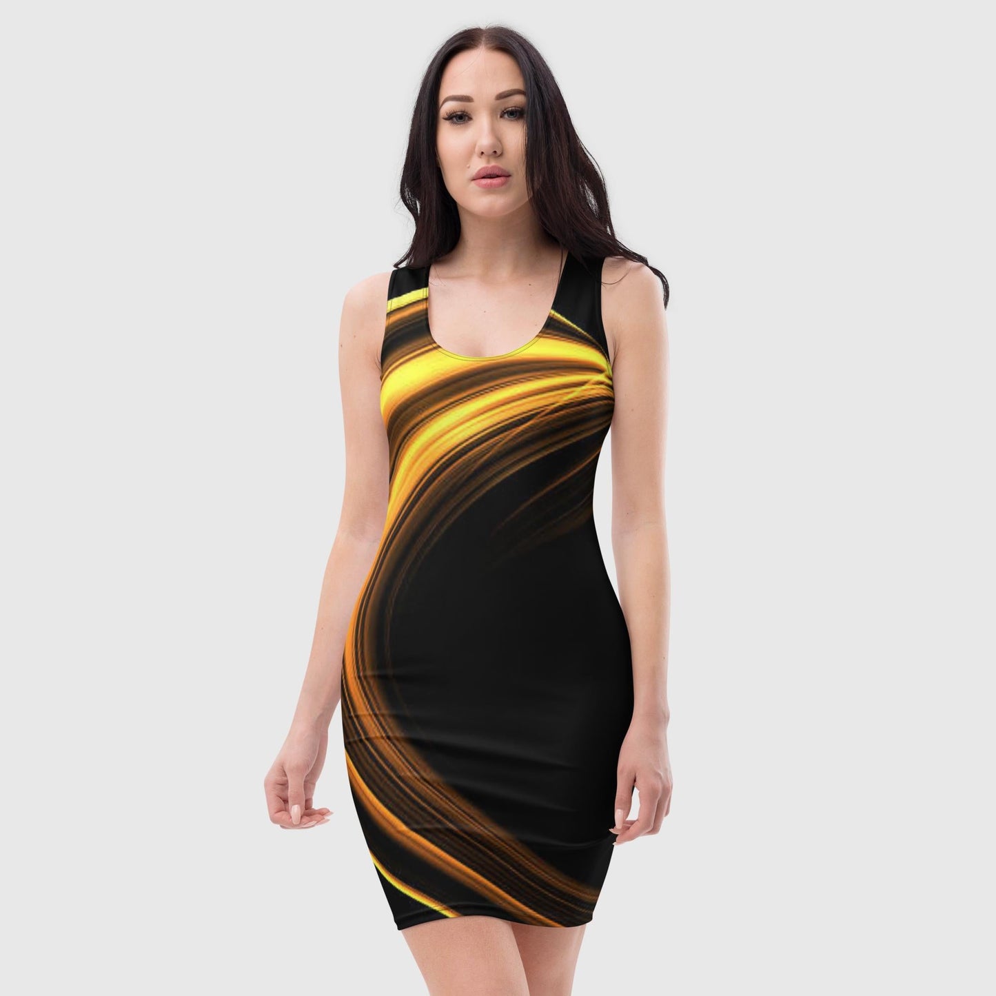 Bodycon dress, Golden and Black Bodycon dress, Women's clothing, Mini Dress, Summer Dress, skinny Dress, Liquid Pattern, Bodycon Party Dress, Elegant Evening, Birthday, Club Outfits - PratSN