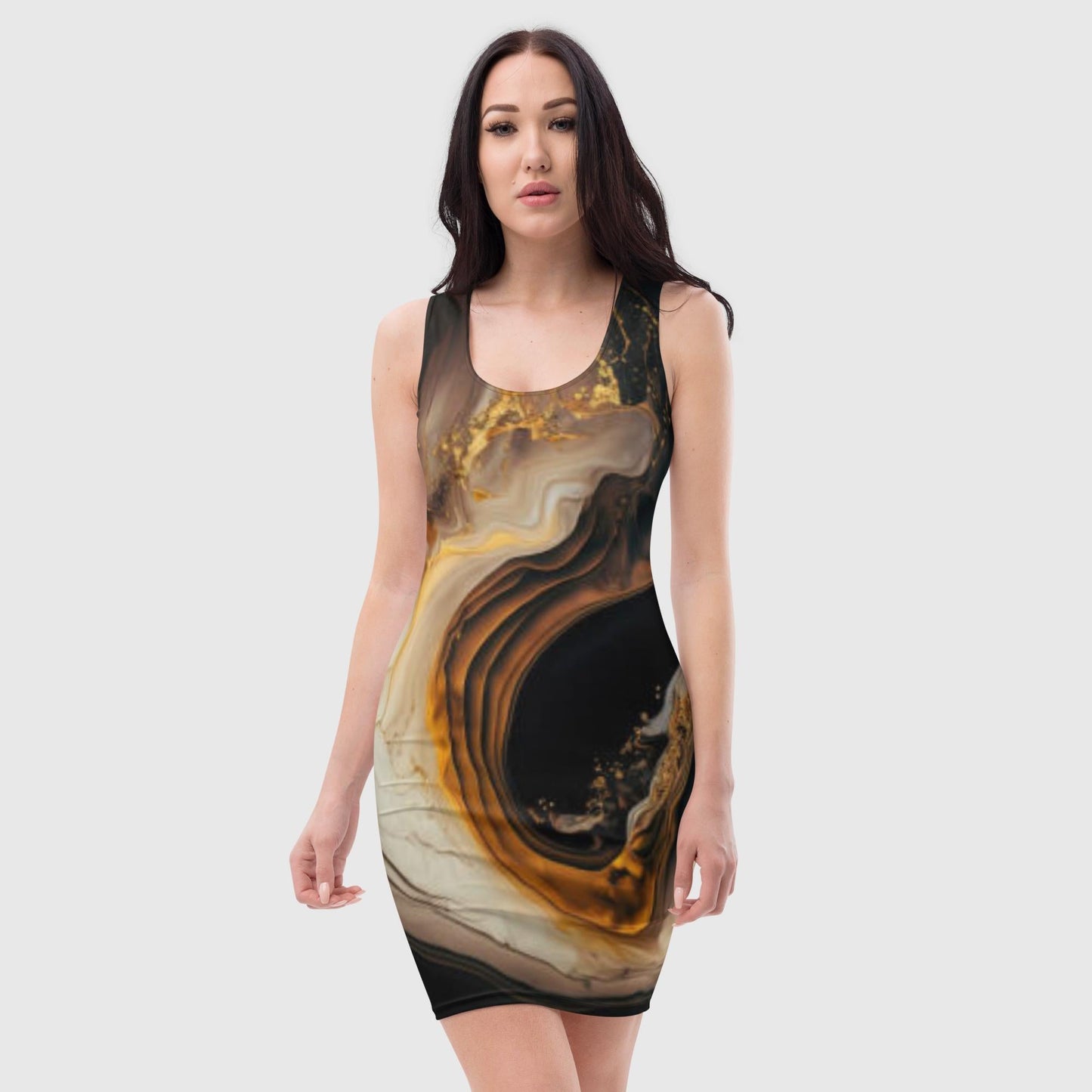 Bodycon dress, Women's clothing, brown Black Dress, Mini Dress, Summer Dress, skinny Dress, Liquid Pattern, Bodycon Party Dress, Elegant Evening Birthday, Club Outfits - PratSN