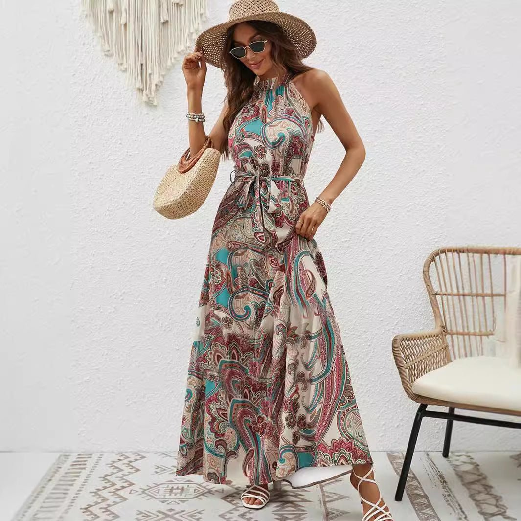Bohemian Retro Halter Dress Women - PratSN