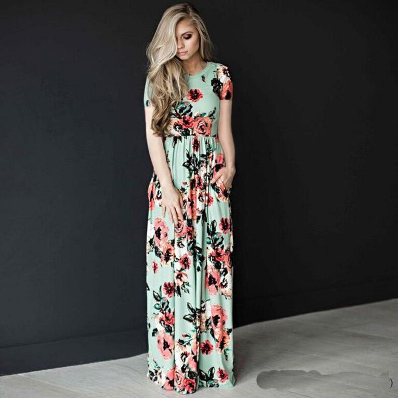 Boho Beach Maxi - Dress Vestidos Floral - Print Evening - Party Female White Plus - Size Women Summer - PratSN