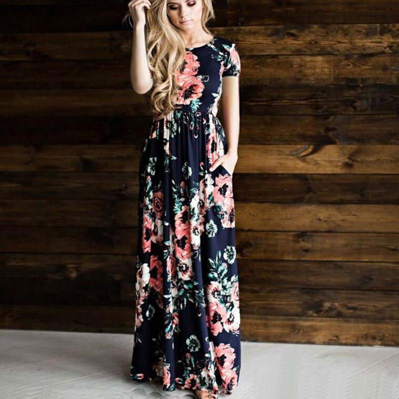 Boho Beach Maxi - Dress Vestidos Floral - Print Evening - Party Female White Plus - Size Women Summer - PratSN