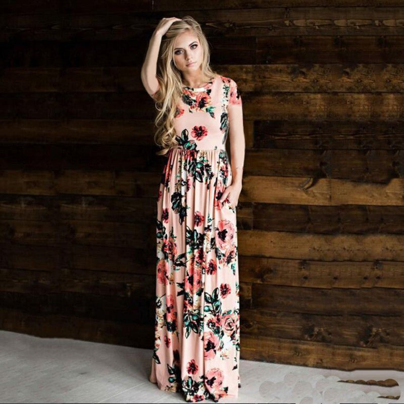Boho Beach Maxi - Dress Vestidos Floral - Print Evening - Party Female White Plus - Size Women Summer - PratSN