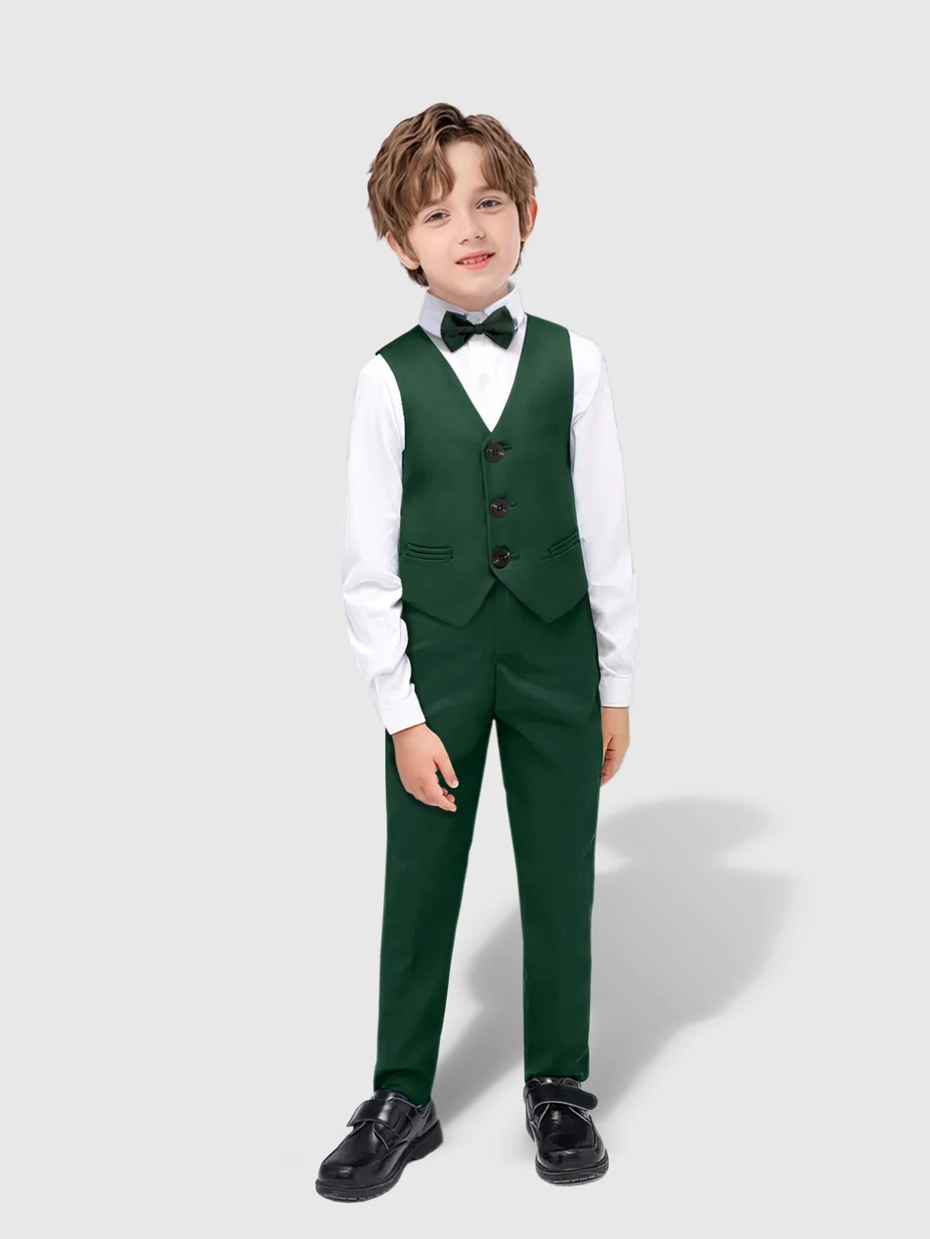 Boy Suit Dress Clothes Toddler Boy Formal Dresswear Set with Vest+Shirt+Pants+Bowtie Kids Back To School Outfits - PratSN