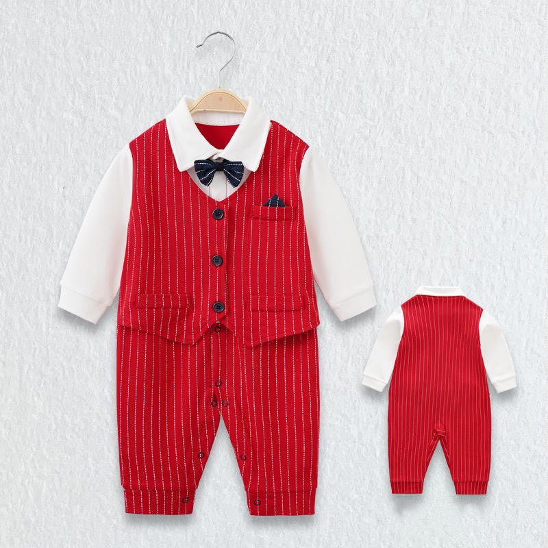 Boys' Fashion Simple Cotton Gentleman Bodysuit - PratSN