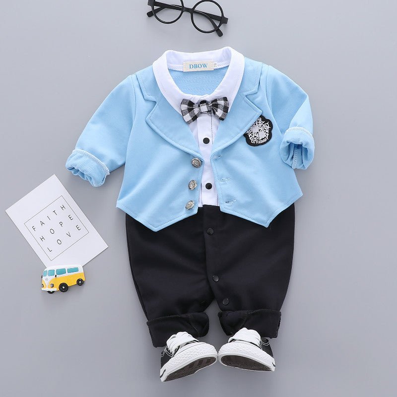 Boys Long Sleeve Bow Gentleman Romper - PratSN
