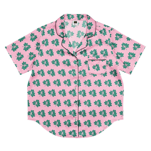 Brilliant Rose Color All - over print women’s short sleeve pajama top - PratSN