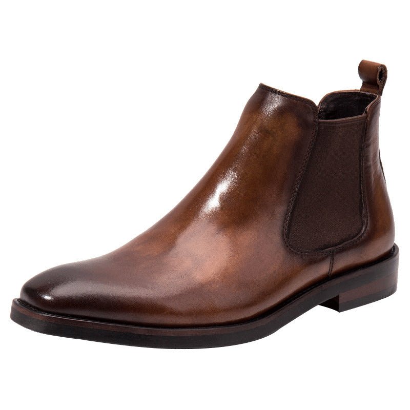Brown Head Leather Business Shoes For Men - PratSN