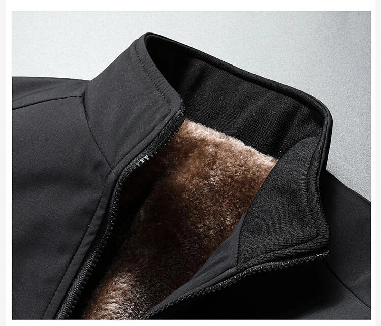 BROWON Brand Jacket for Men Fashion Stand Collar Business Casual Clothes Man 2025 New Solid Color Fleece Warm Winter Jacket Men - PratSN