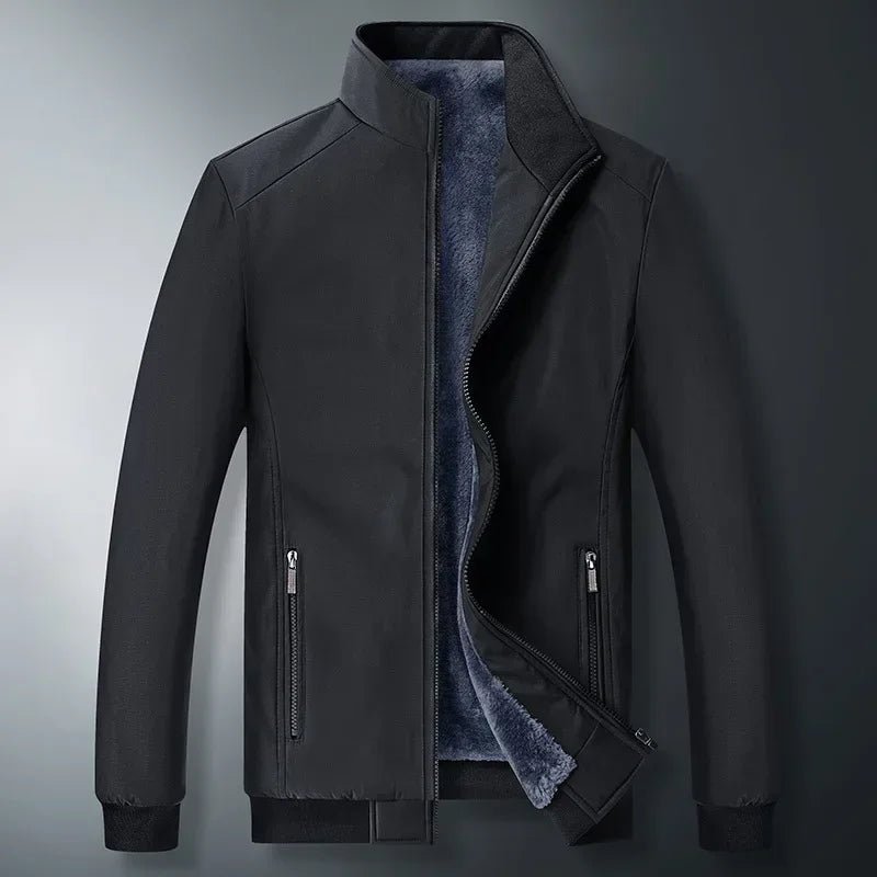 BROWON Brand Jacket for Men Fashion Stand Collar Business Casual Clothes Man 2025 New Solid Color Fleece Warm Winter Jacket Men - PratSN
