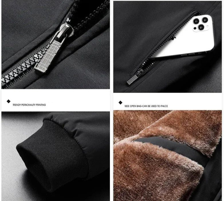 BROWON Brand Jacket for Men Fashion Stand Collar Business Casual Clothes Man 2025 New Solid Color Fleece Warm Winter Jacket Men - PratSN