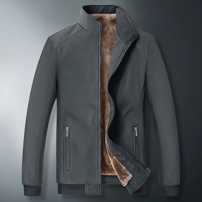 BROWON Brand Jacket for Men Fashion Stand Collar Business Casual Clothes Man 2025 New Solid Color Fleece Warm Winter Jacket Men - PratSN